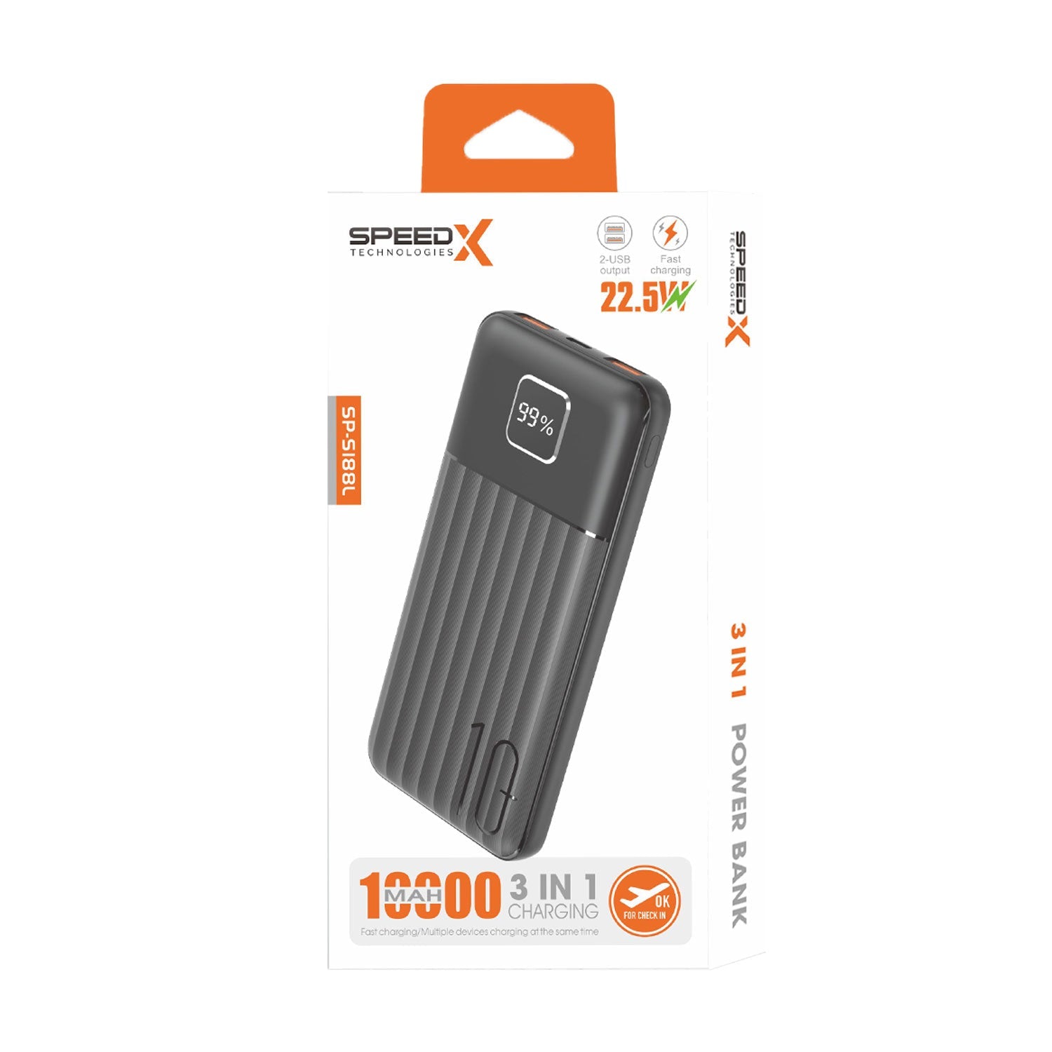 Speedx Sp-s188l 3in1 (22.5w) 10000mah Fast Charging Power Bank