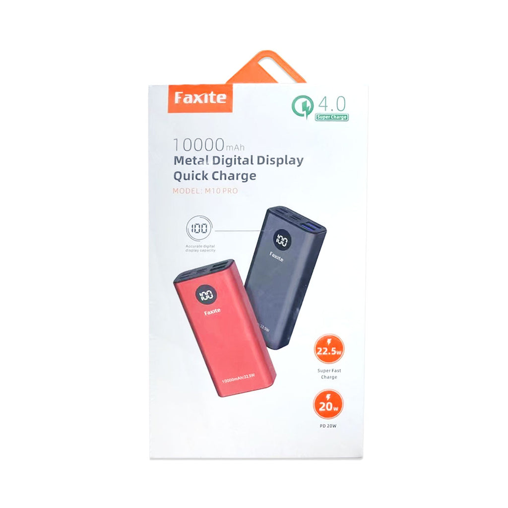 FAXITE M10PRO 10000mah 22.5W METAL DIGITAL DISPLAY QUICK CHARGE 4.0 POWER BANK