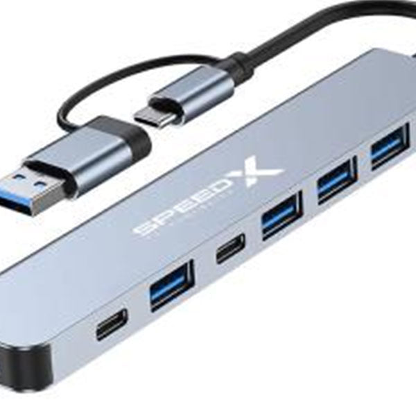 SPEED-X SP-TC701 7 PORT 2 IN 1 USB 3.0 & TYPE-C PORTS ALUMINUM ALLOY PORTABLE HUB