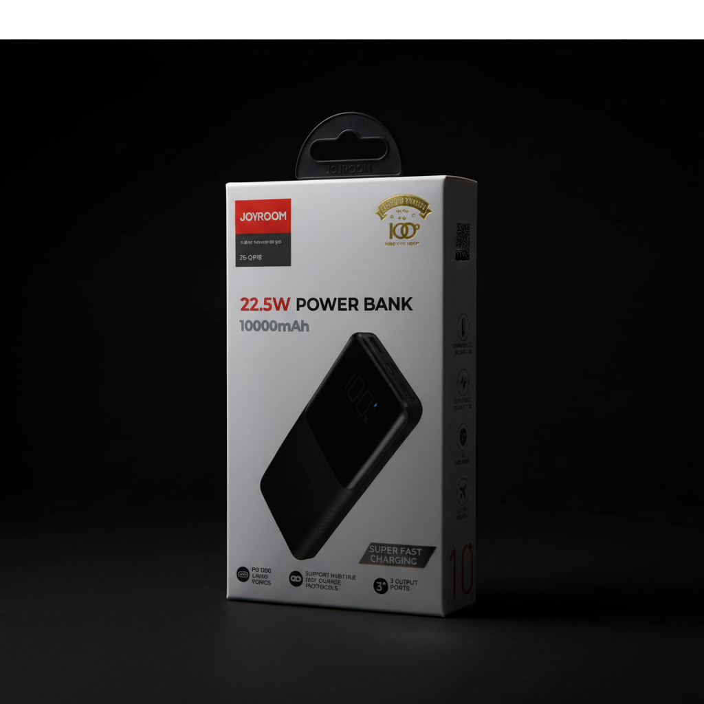 JOYROOM 22.5W Power Bank 10000mAh dark theme box packaging