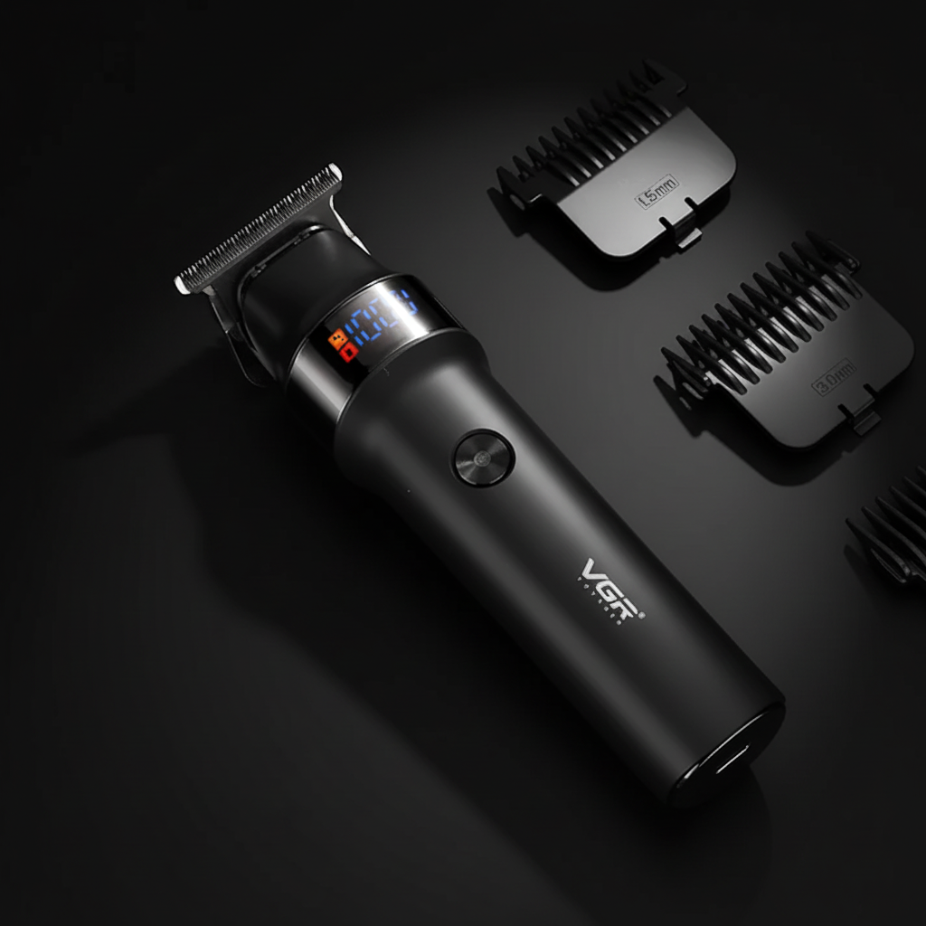 VGR V-987 lifestyle shot with guide combs - dark theme